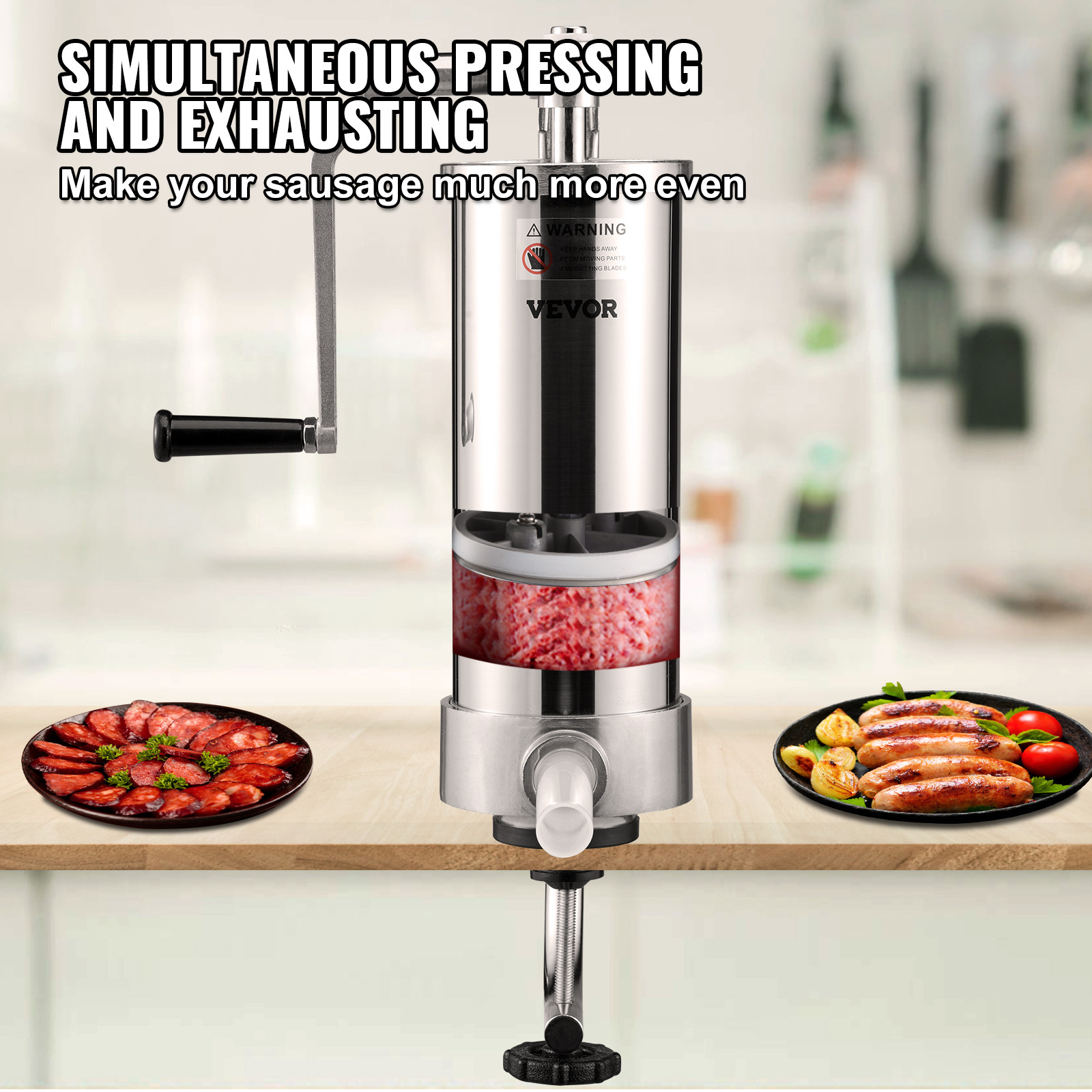 VEVOR Sausage Stuffer 5LBS/3L Capacity Homemade Sausage Maker Stainless Steel