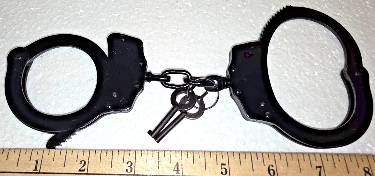 MTech USA 4508-DLB Series Double-Lock Handcuffs Carbon Steel, Nickel Black, NIB