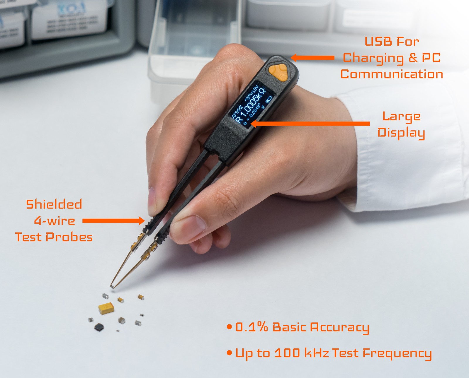 LCR Research Pro1 Plus LCR meter with Precise Test Tips / Link1 PC Connectivity