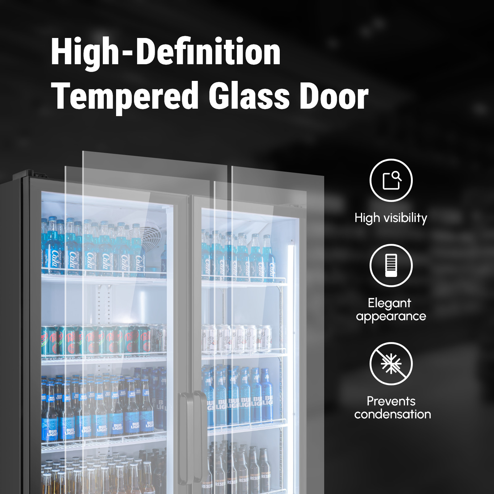 Yeego Commercial Beverage Refrigerator Glass Door Merchandiser Fridge 4 Size New