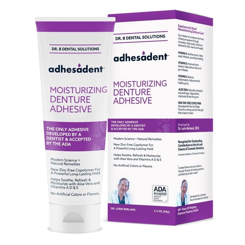 Dr. B Dental Solutions Adhesadent Moisturizing 2.4 Ounce (Pack of 2), Green