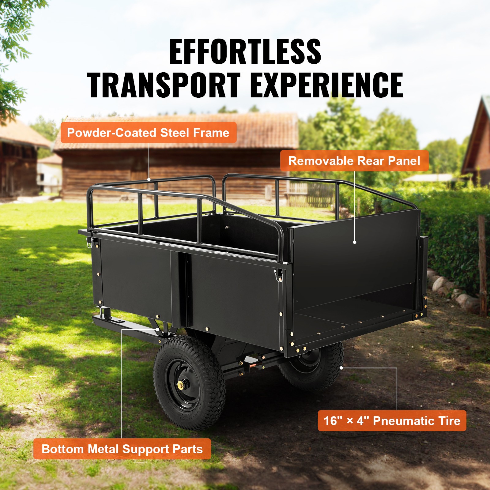 VEVOR Dump Trailer Tow Behind Dump Cart 750 lbs 15 Cu. Ft. Steel Construction