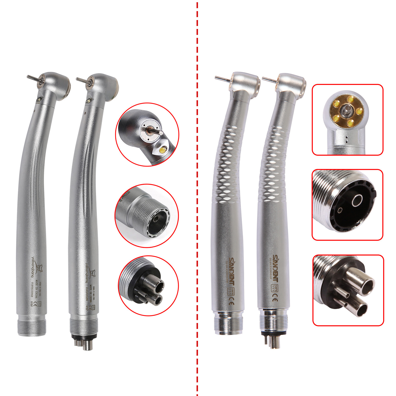 Kavo style Dental LED E-Generator (OLED+5 Light) High Speed Handpiece 2/4Holes