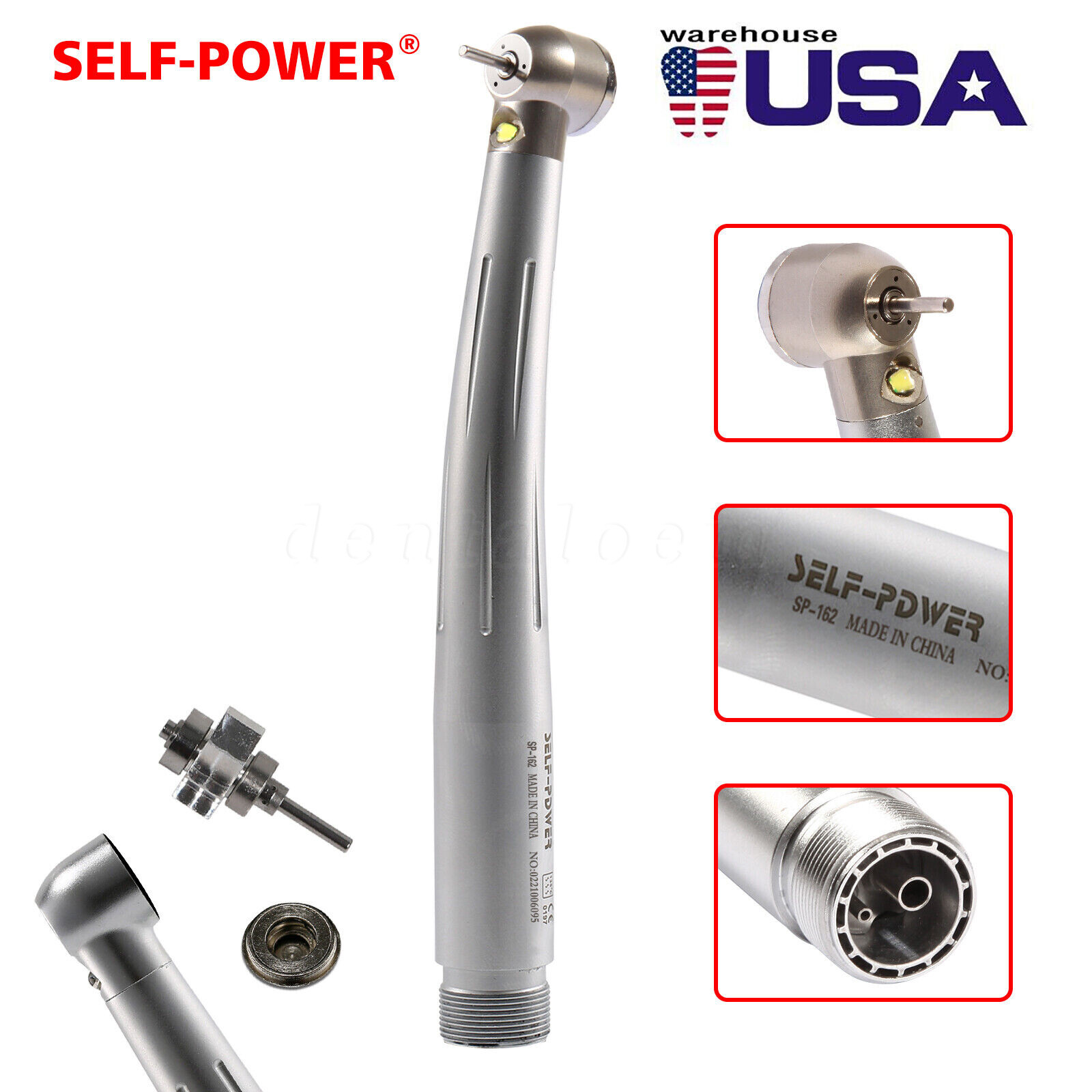 NSK Style Dental Fiber Optic LED High Speed Handpiece Turbine 2-Hole Self Power