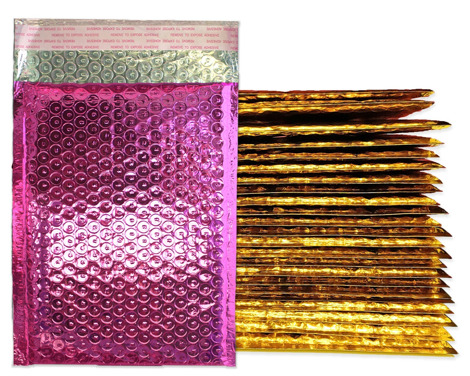 4×8 Honey Pot Gold & Pink Metallic BUBBLE MAILER Combo Padded Business Envelopes