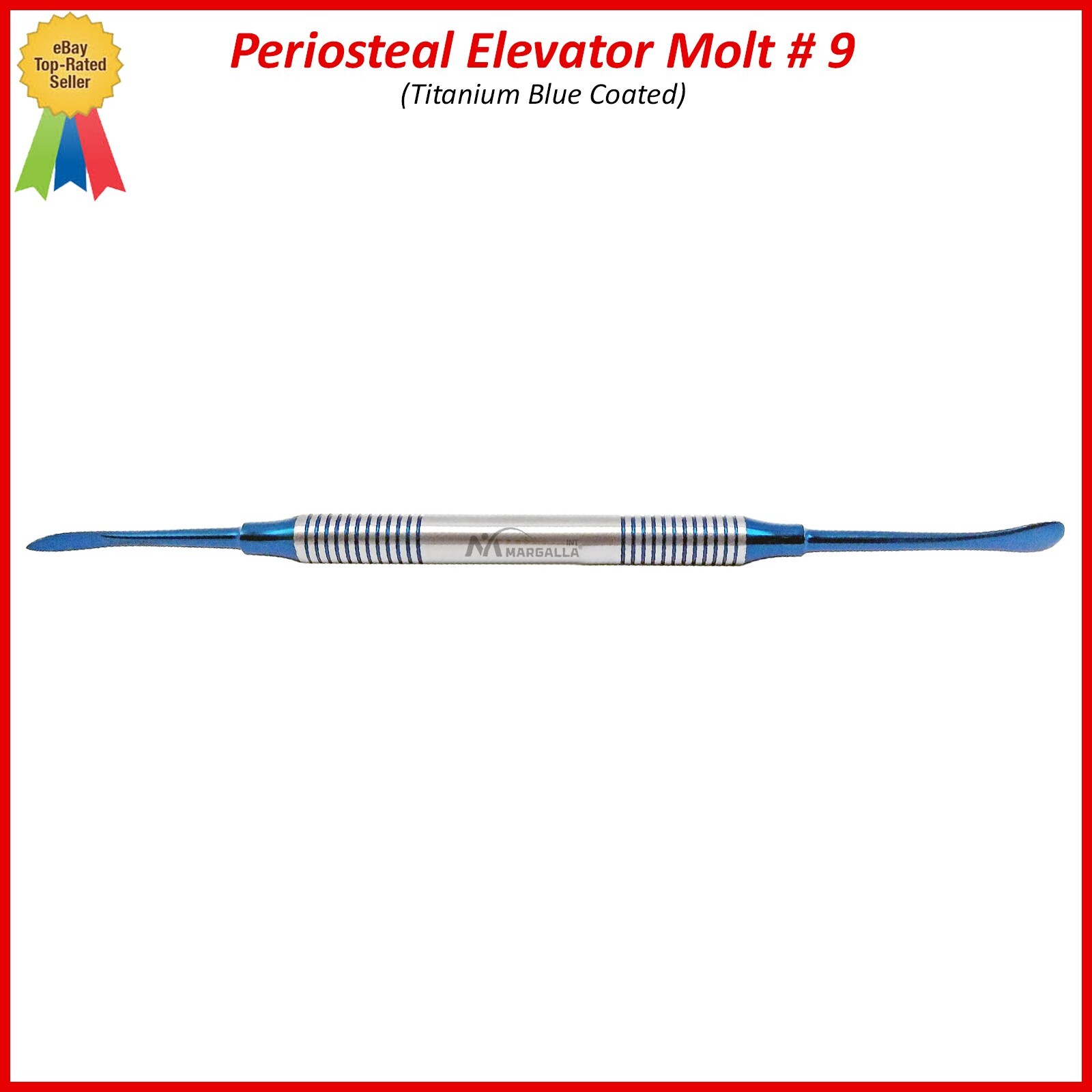 Dental Periosteal Elevator Molt # 9 Blue Titanium Coated Double Ended 2Pcs