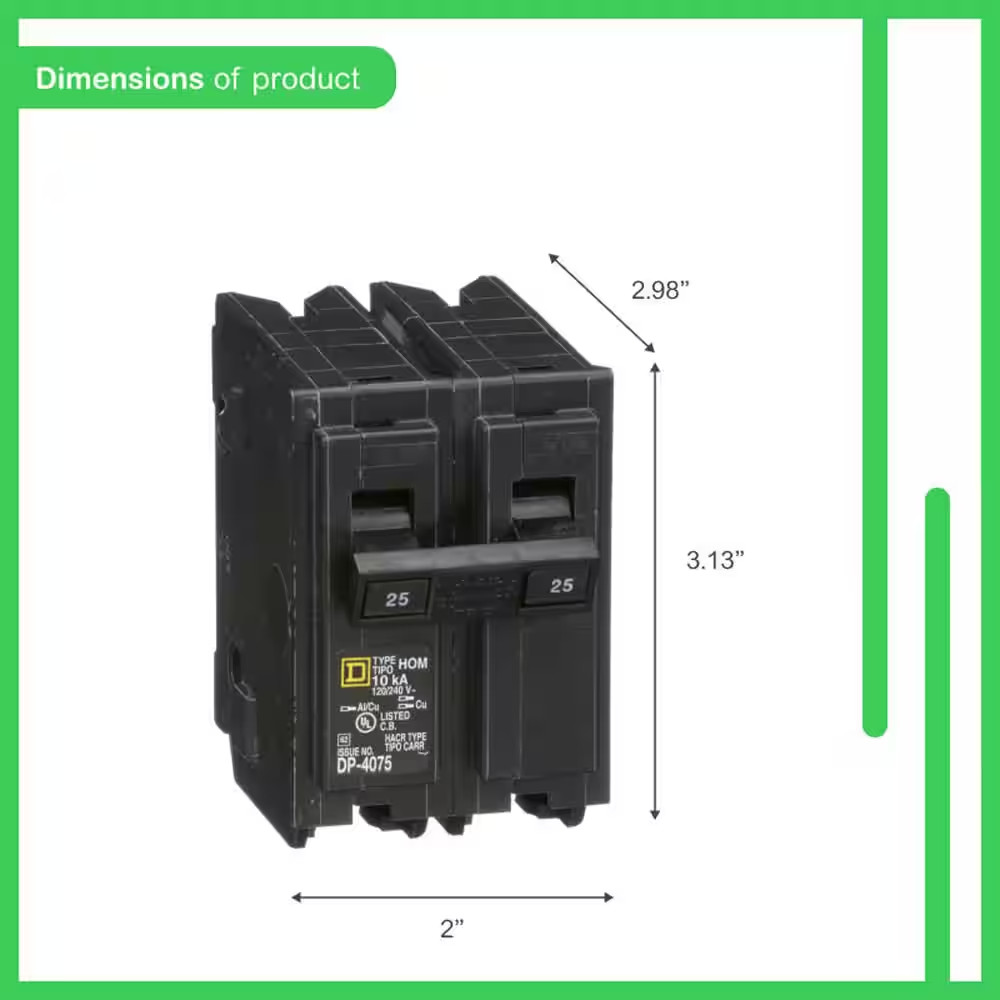 Homeline 25-Amp 2-Pole Circuit Breaker (HOM225CP)
