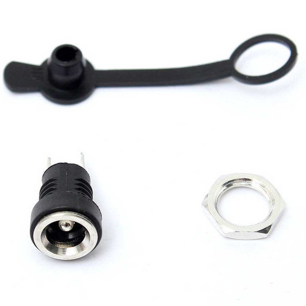 10xPanel/Chassis Mount Female DC Power Connector 2.1mm X 5.5mm + Waterproof Cap