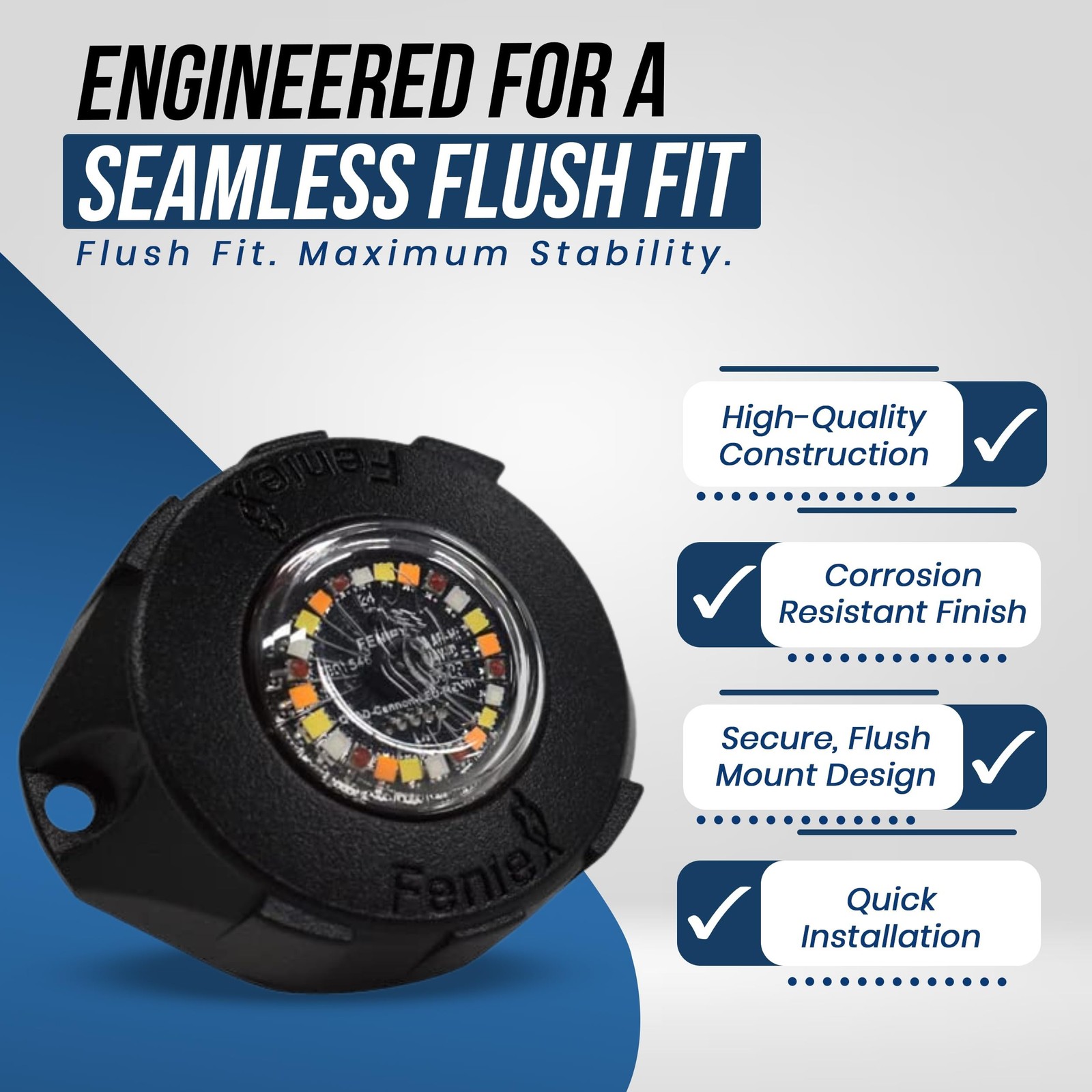 UBL Metal Flange for Feniex Cannon and Quad Hideaway Bezel Flush Mount – Upda…