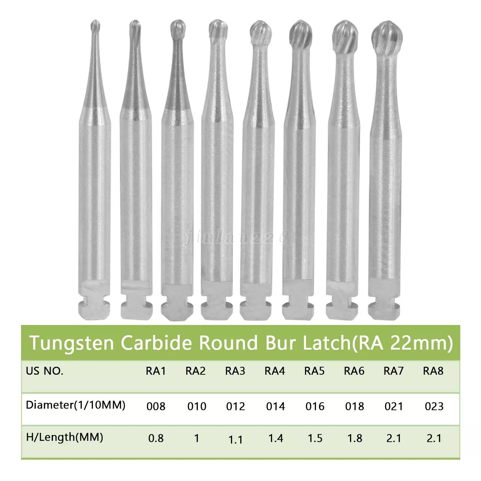 Dental Round Carbide Bur for Slow Speed Latch Type Handpiece RA 1# – 8# Burs VIP