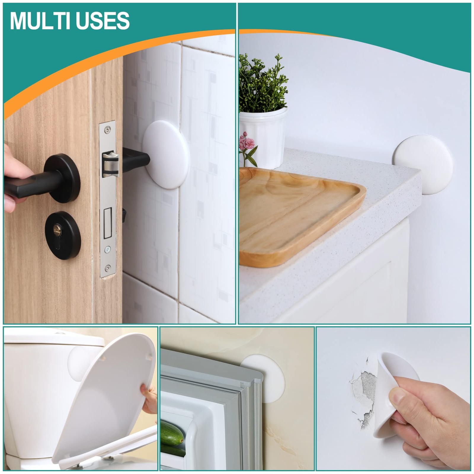 [3.15″] Door Stoppers Wall Protector, 6 Pcs Large Size 3.15″ (6 PCS), White