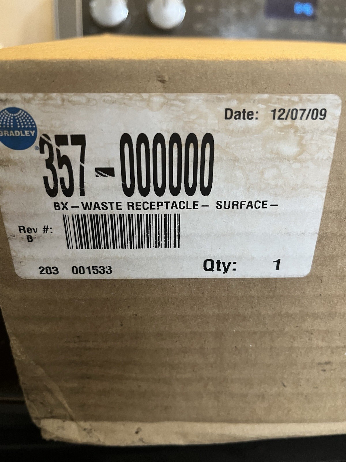 Bradley 357-000000 BX 6.5 Gallon Surface Mount Waste Receptacle – New Old Stock