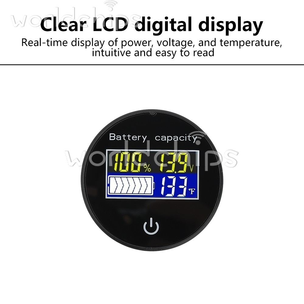 LCD Digital Battery Level Indicator Voltage Power Percentage Temperature Display