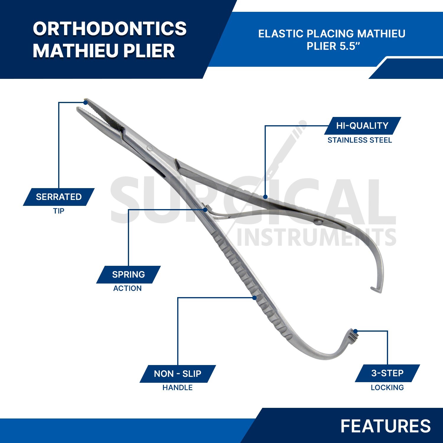 3 Mathieu Plier 5.5″ Orthodontic Surgical Dental Instruments