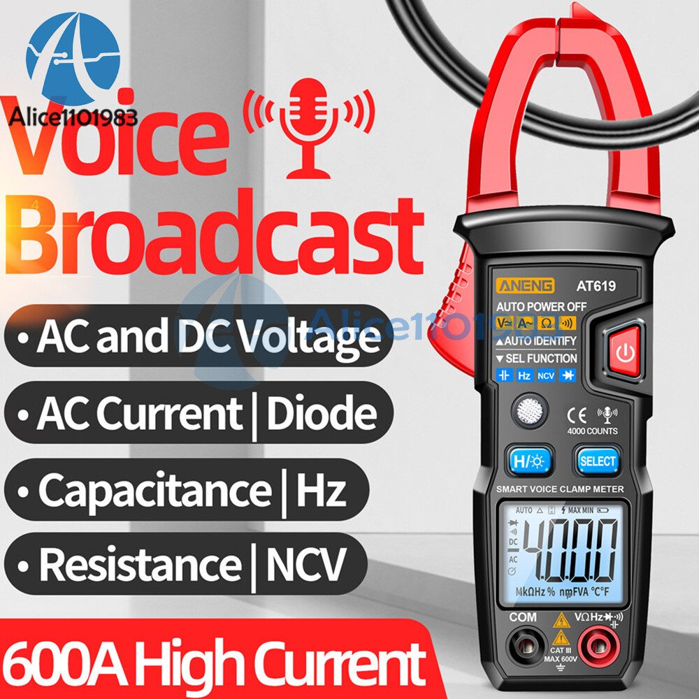 ANENG AT619 Digital Voice Broadcast Multimeter Professional AC DC Clamp Meter