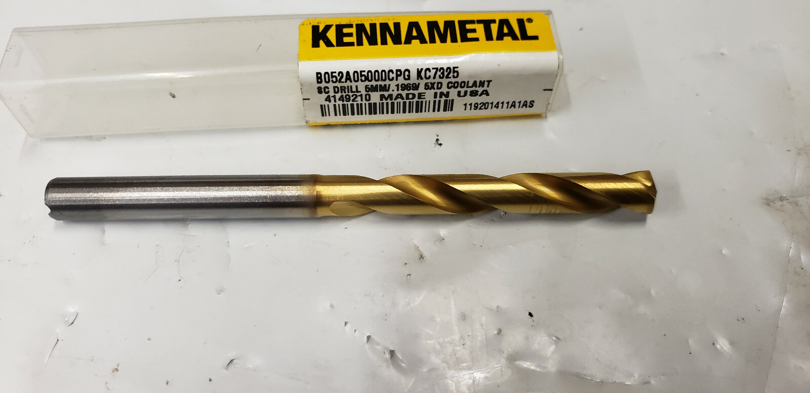 Kennametal 4149210 B052A0500CPG KC7325 5mm/.1969″ 5XD Carbide Coolant Drill Bit