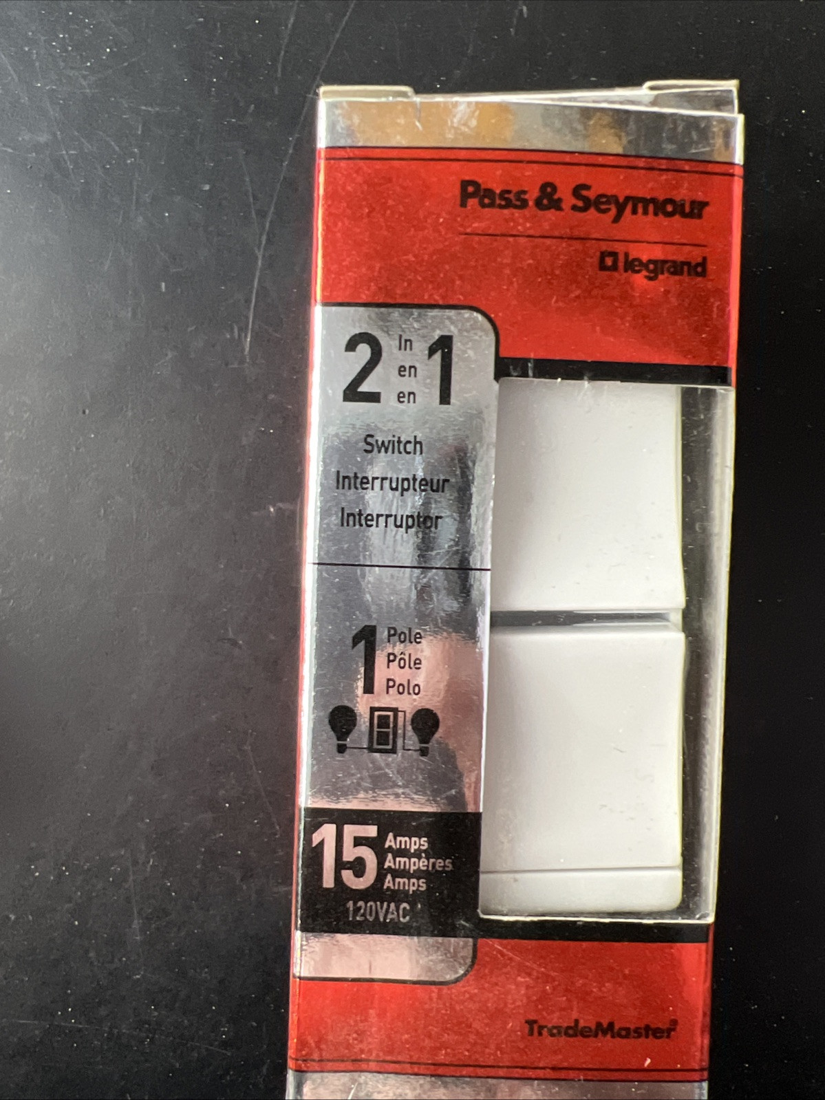 Pass & Seymour LeGrand Light Switch TM811-WCC6 2in1 White Single Pole Switch