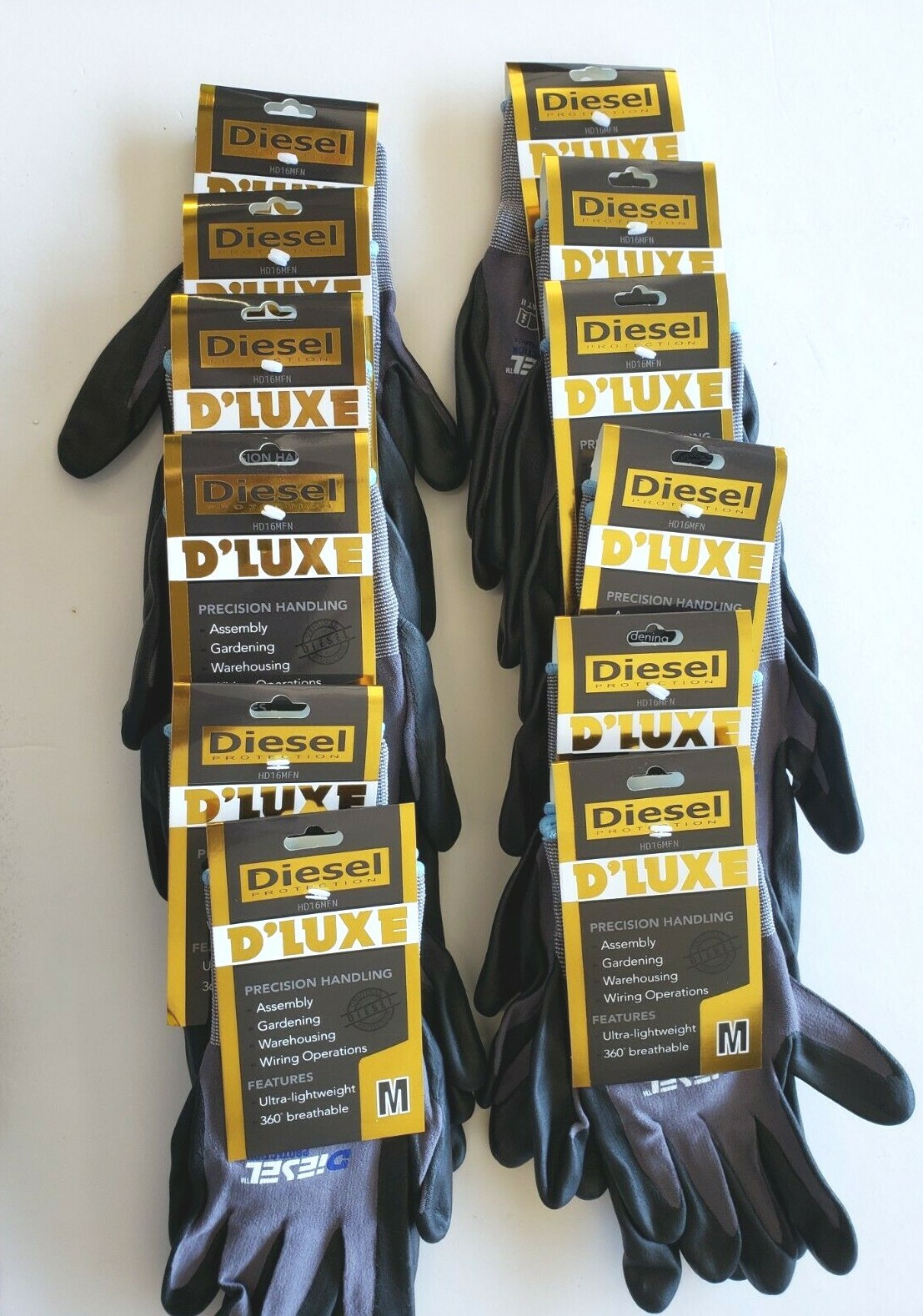12-Pair Diesel D’LUXE Glove Ultra-Lightweight breathable Smooth palms Small – XL
