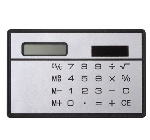 2PCS 8 Digits Ultra Thin Slim Credit Card Solar Power Pocket Calculator