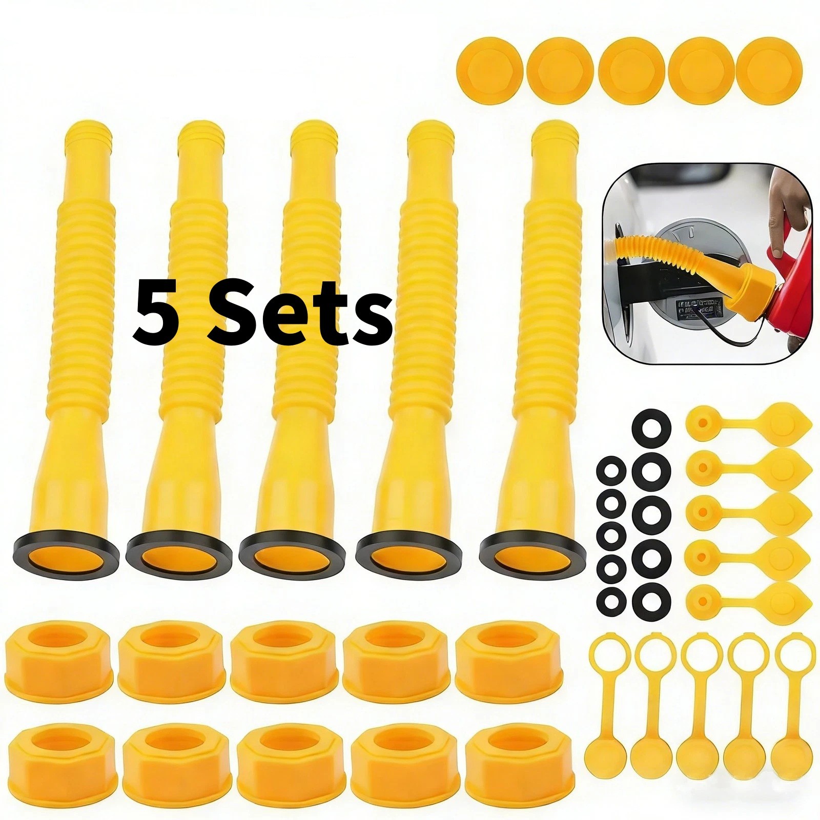 5x Gas Can Spout Nozzle Vent Kit Replacement For Old Style Caps Plastic Gas Cans