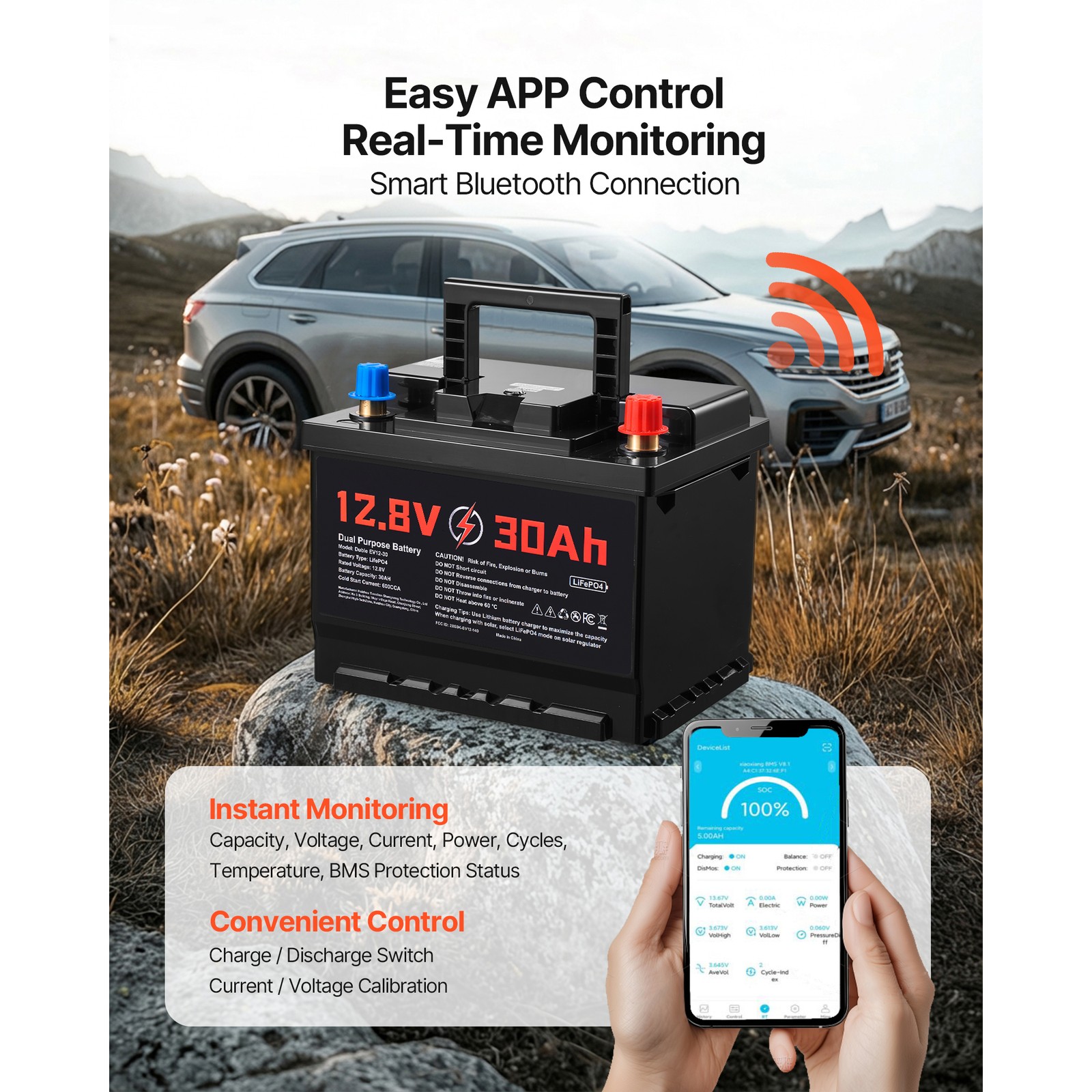 12V 30Ah Dual Function LiFePO4 Lithium Battery with 600 CCA for Starting Cycling