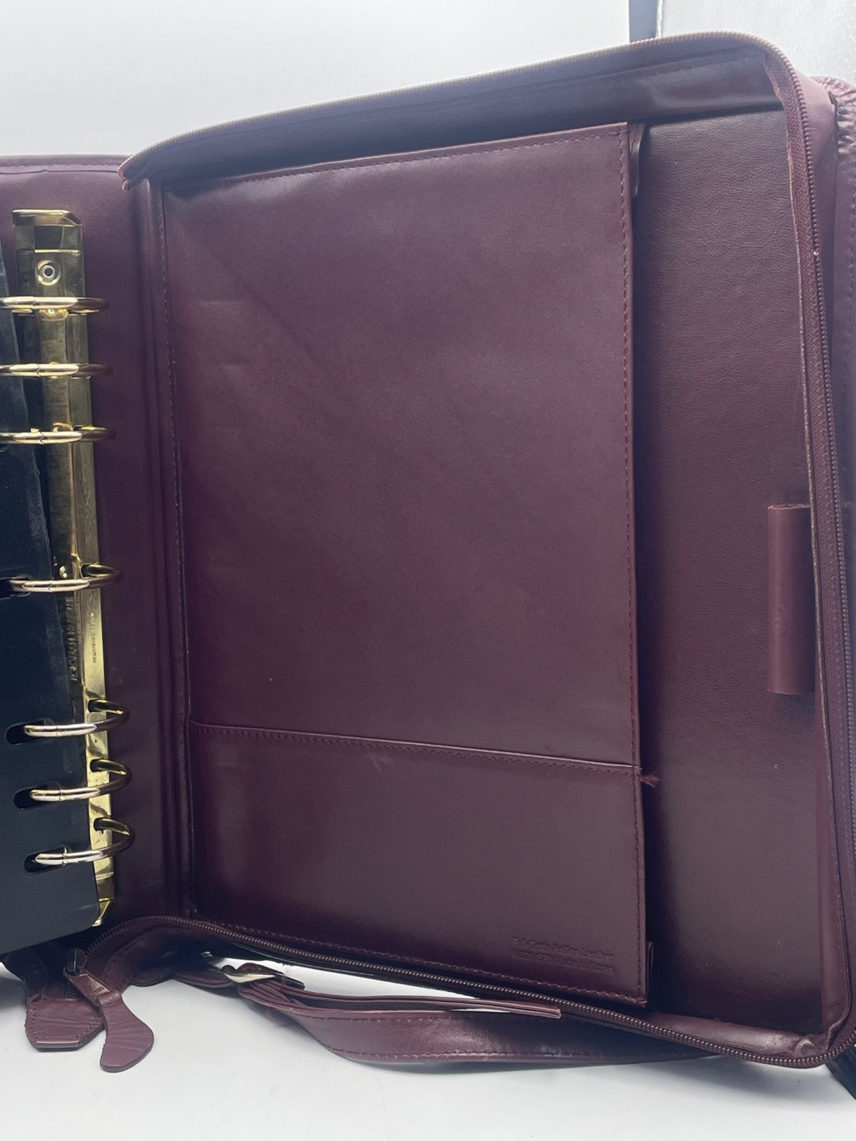 Vtg Franklin Quest Burgundy Leather Crossbody Bag Zip Binder 7-Ring two handled