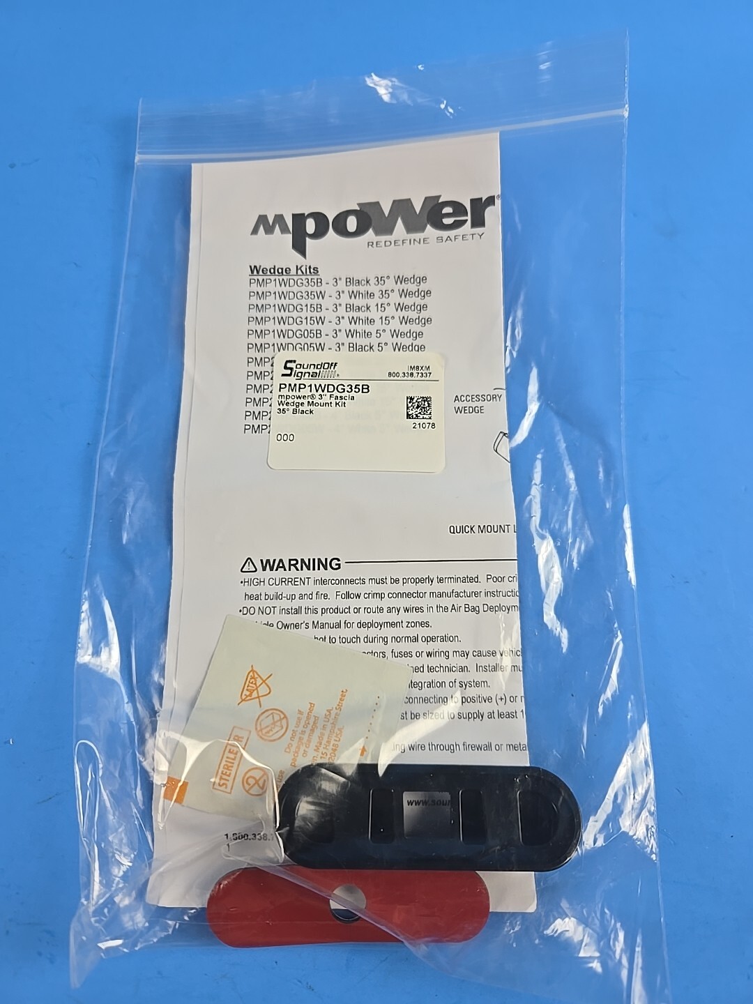 Soundoff Signal PMP1WDG35B 35* Wedge Assembly, Black For Mpower Fascia 3″ Mount