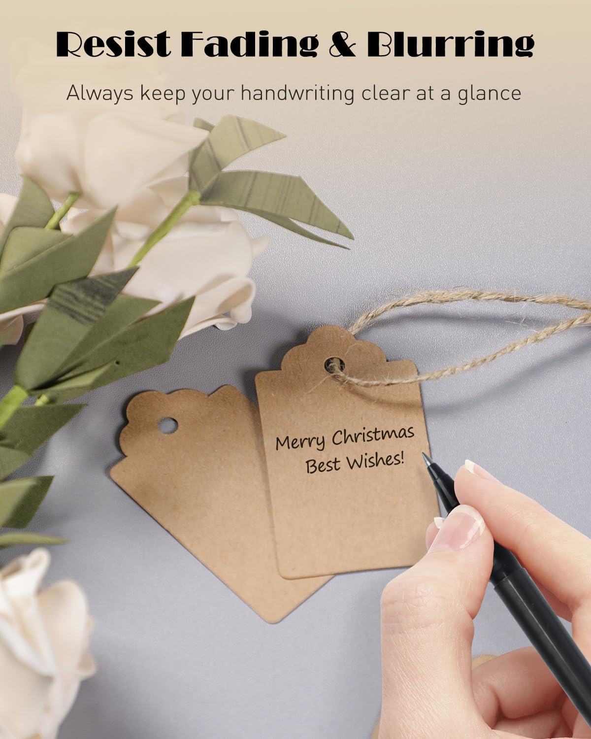 100 Pcs Kraft Paper Tags with String Writable Brown Price Tags