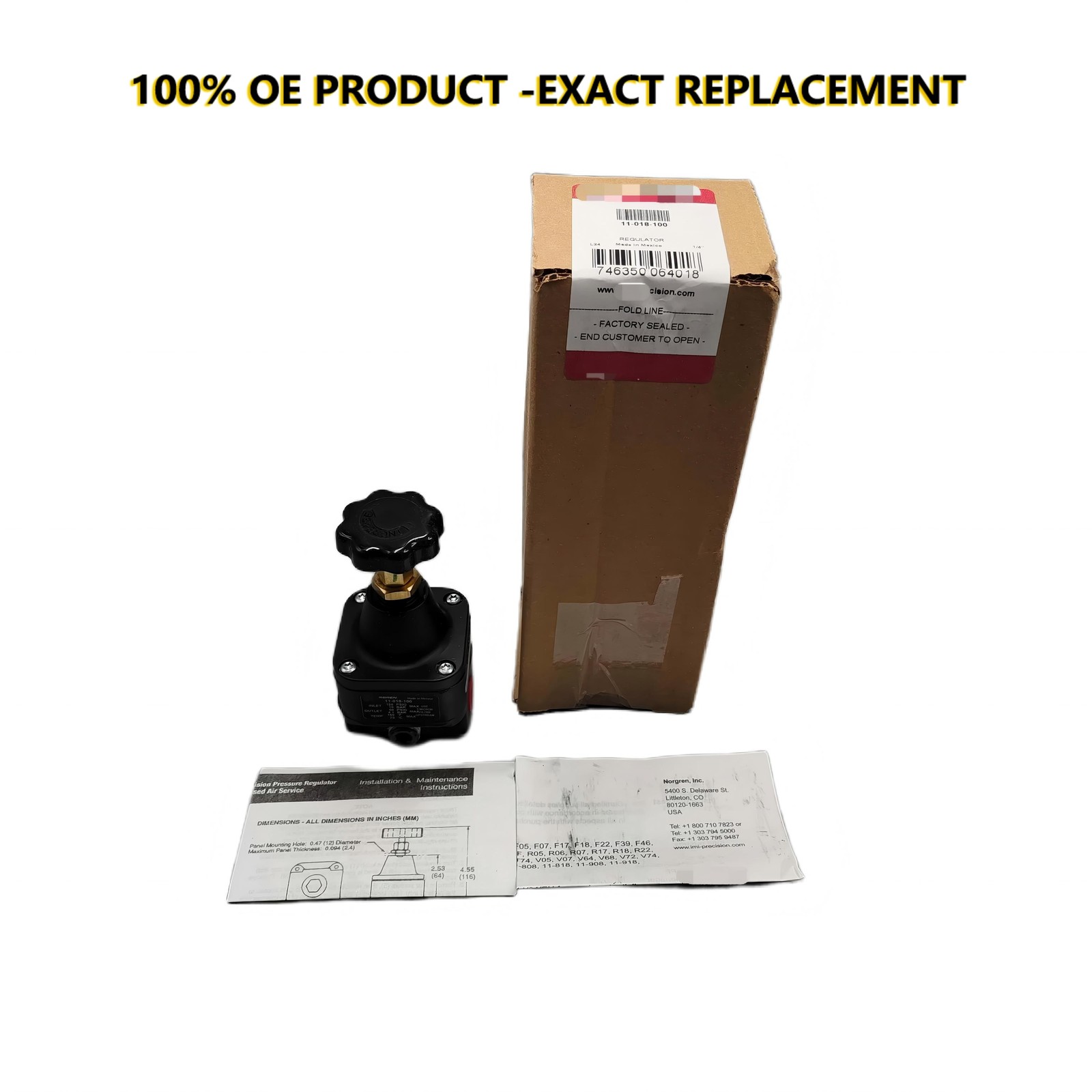Fits Norgren 11-018-100 Precision Pressure Regulator New