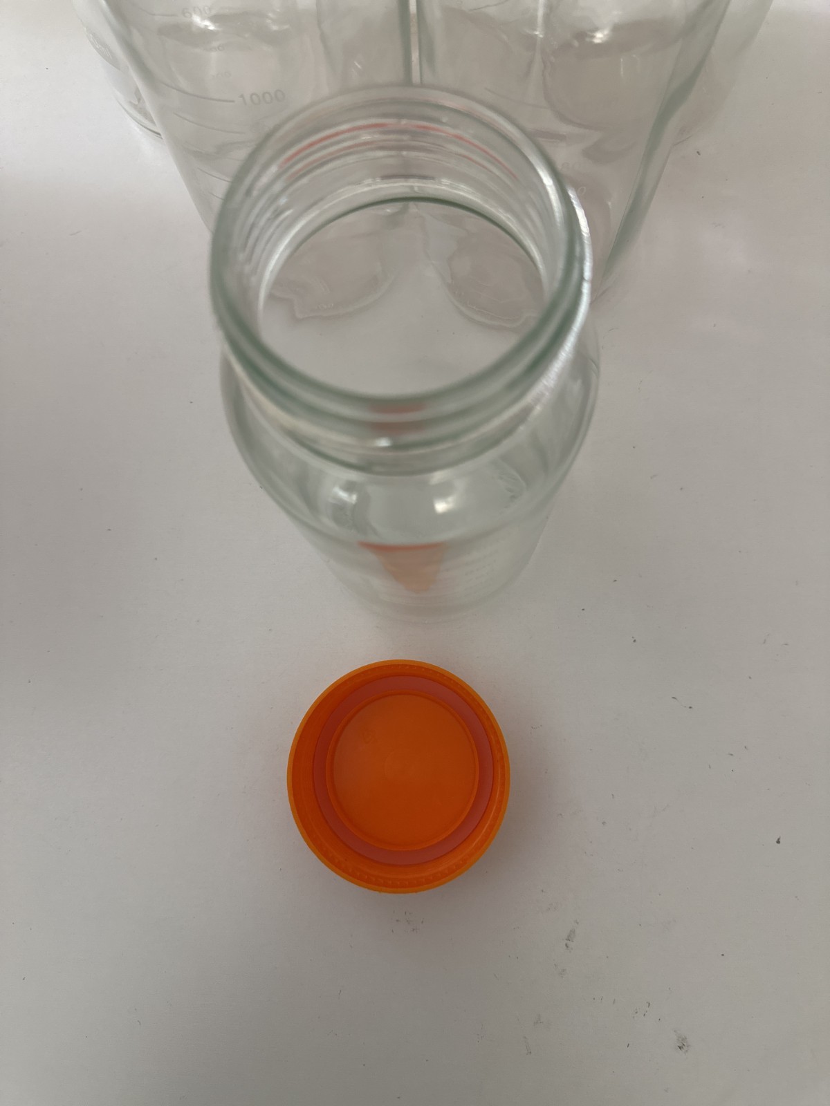 Lot of 6 GLS 80 Storage Lab Glass Bottle Jars 1000ml Orange Screw Cap Wide Mouth