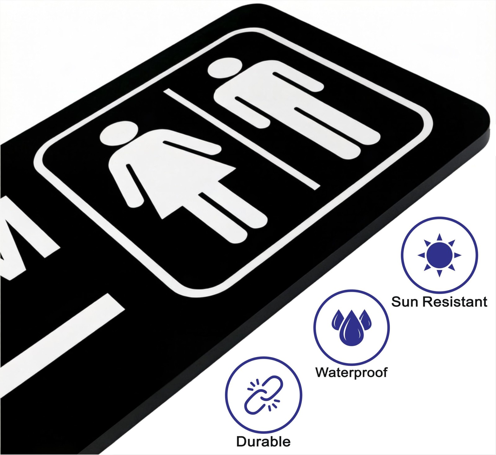 Double-Sided Restroom Sign W/ Arrow 12″x4″ Premium Frosted Acrylic Black