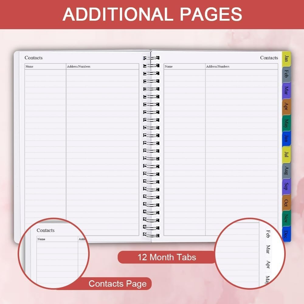 2026 Flexible & Compact Weekly Monthly Planner with 12 Tabs & Inner Pocket