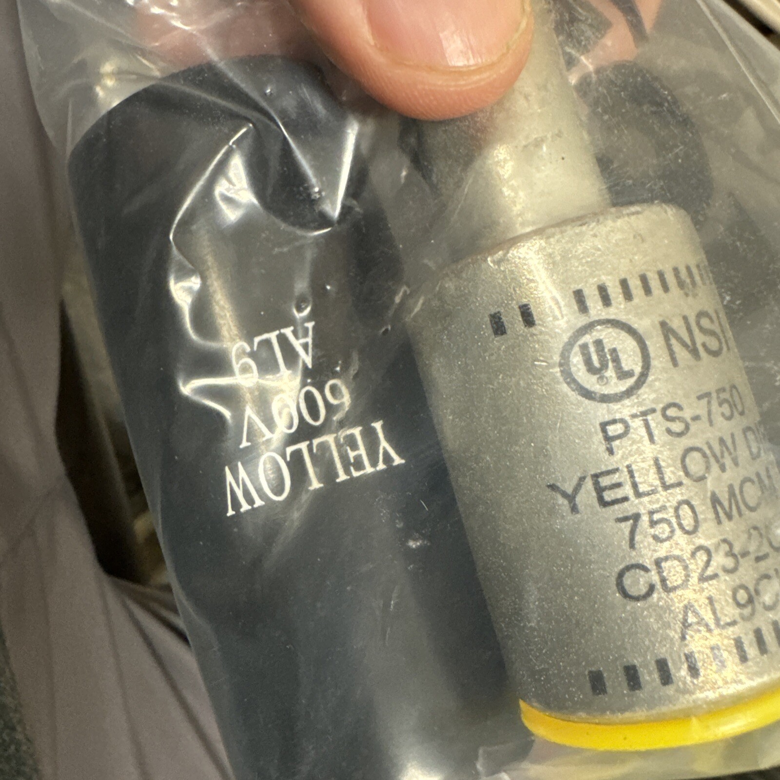 NSI PTS-750 Yellow Die 750 MCM AL9CU Solid Pin Terminal -Box Of 3