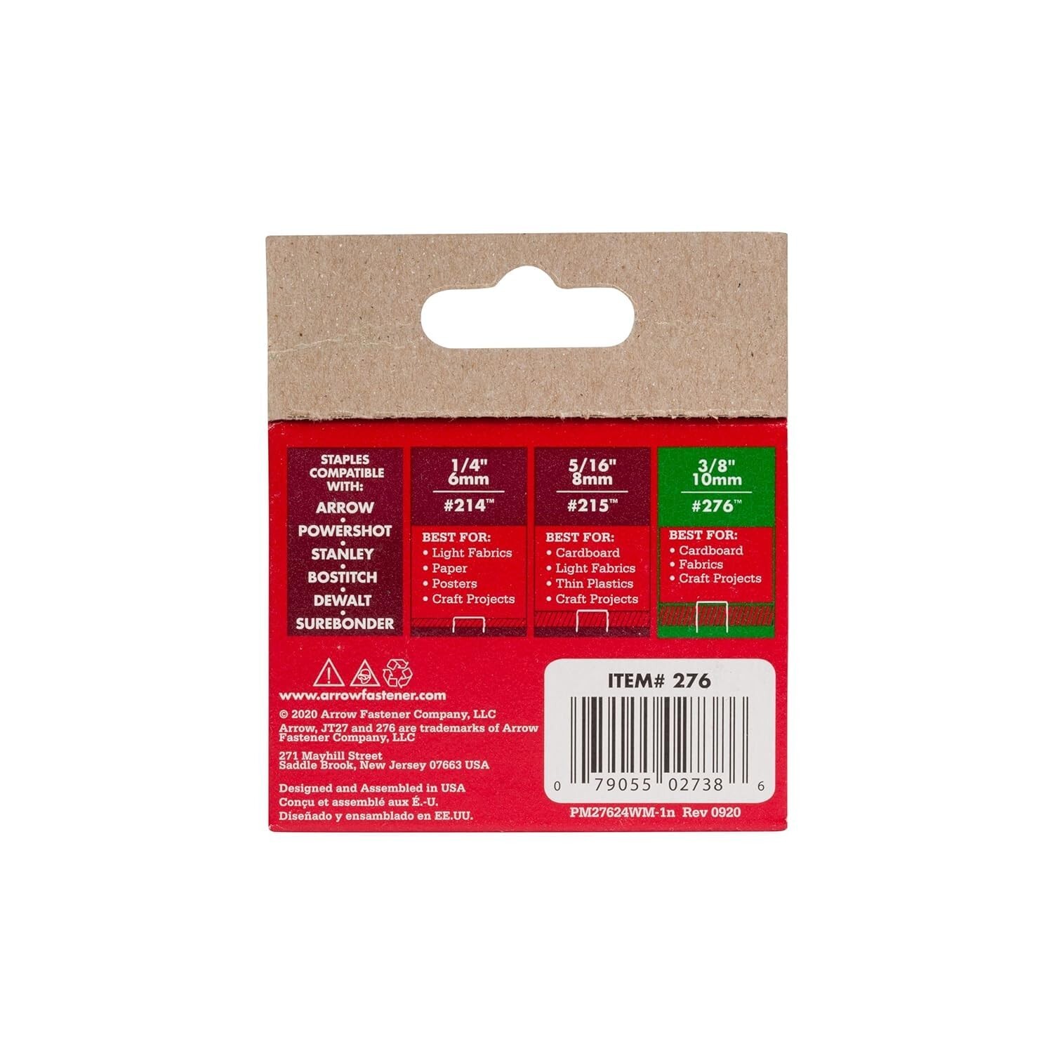 Arrow 276 JT21 Thin Wire Staples, 3/8″ Leg, 7/16″ Crown, 1000 Count
