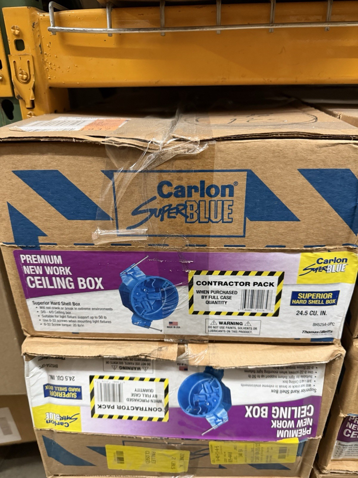 CARLON BH525A-UPC 4″ 24.5 cu.in Non-Metallic Round Ceiling Box Nail-On Box of 48