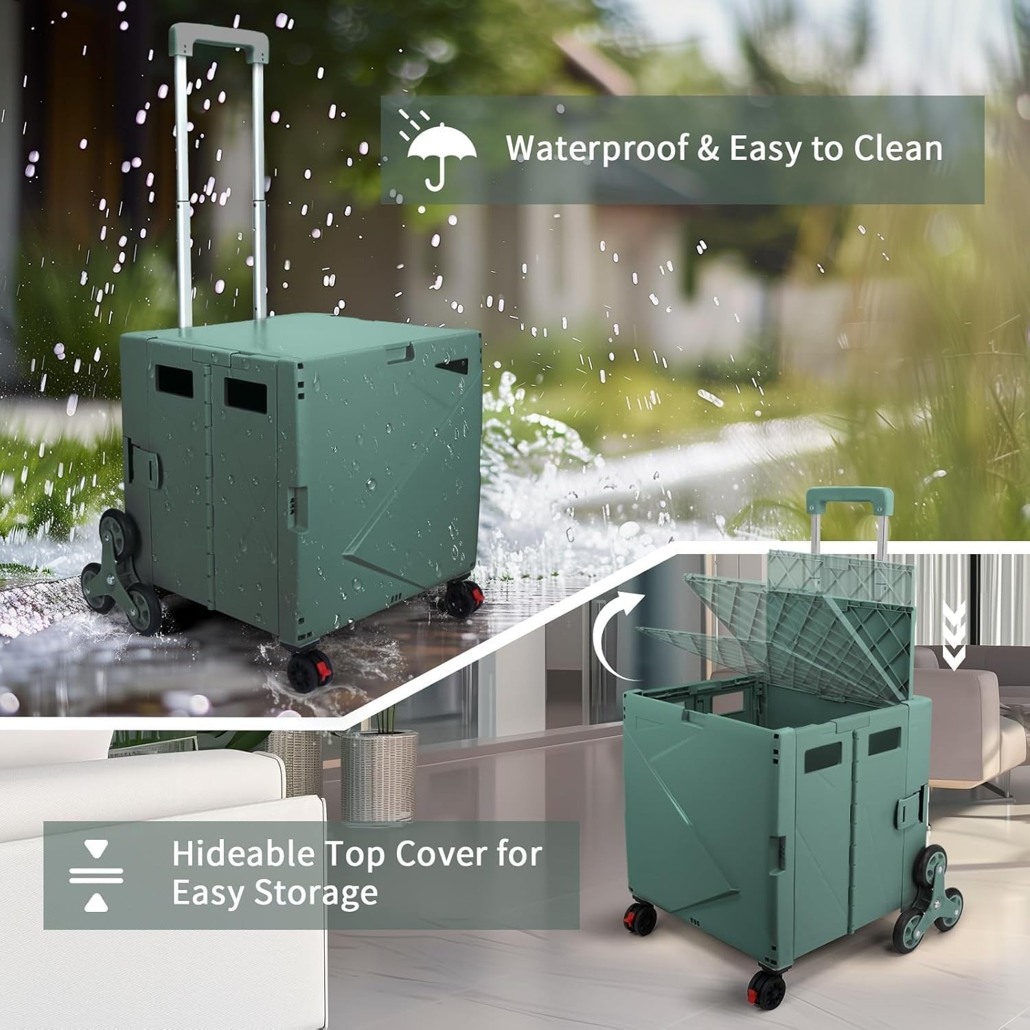 Heavy-Duty Multi-Functional Rolling Cart with Adjustable Handle for Everyday Use