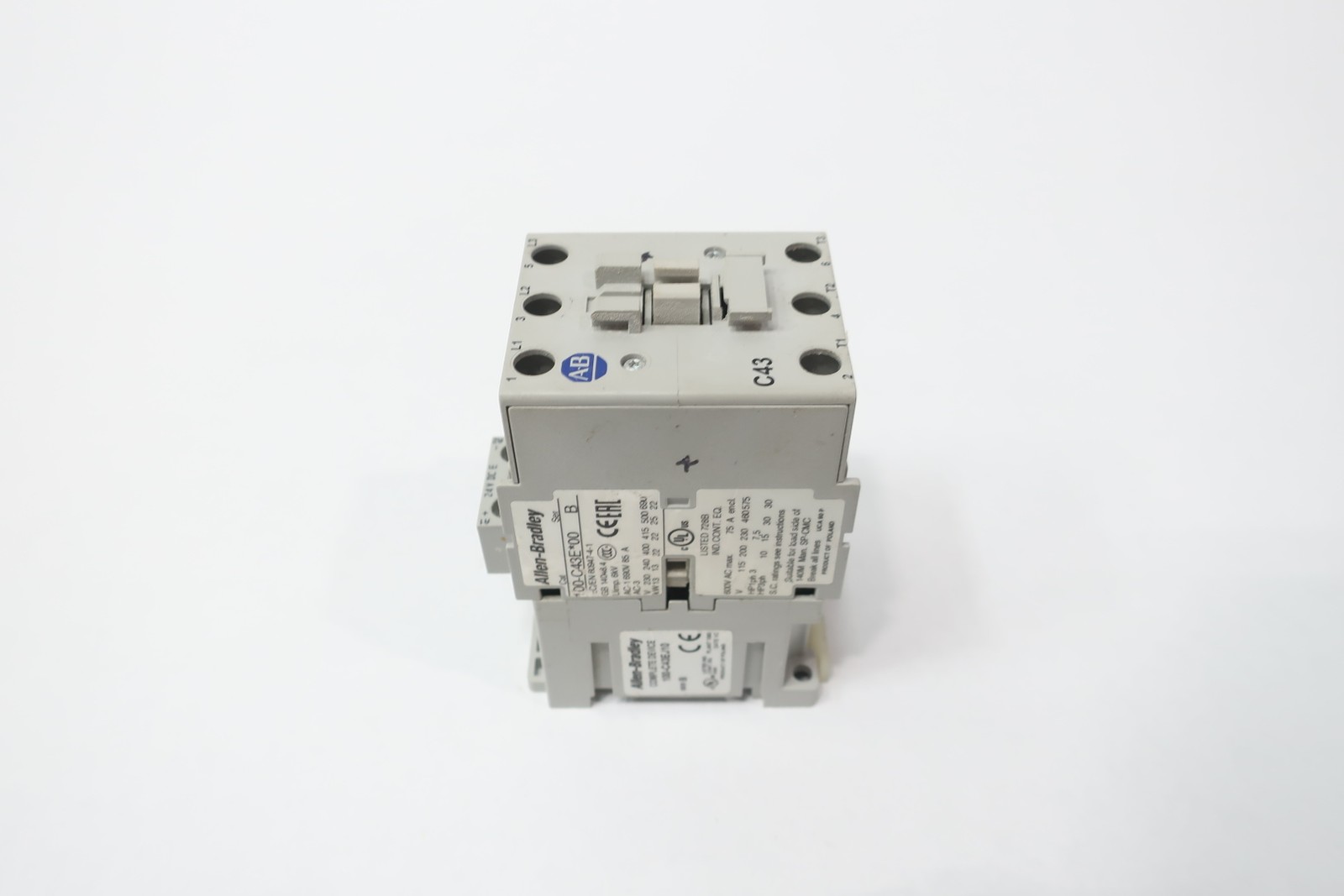 Allen Bradley 100-C43EJ10 Contactor 30hp 75a Amp 24v-dc