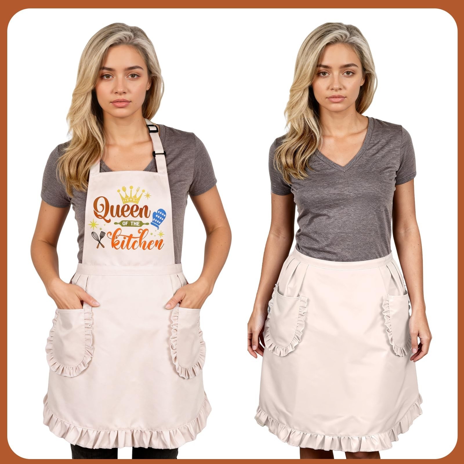 Funny Cooking Aprons for Women Cute Baking Aprons with Pockets Adjustable Bib…