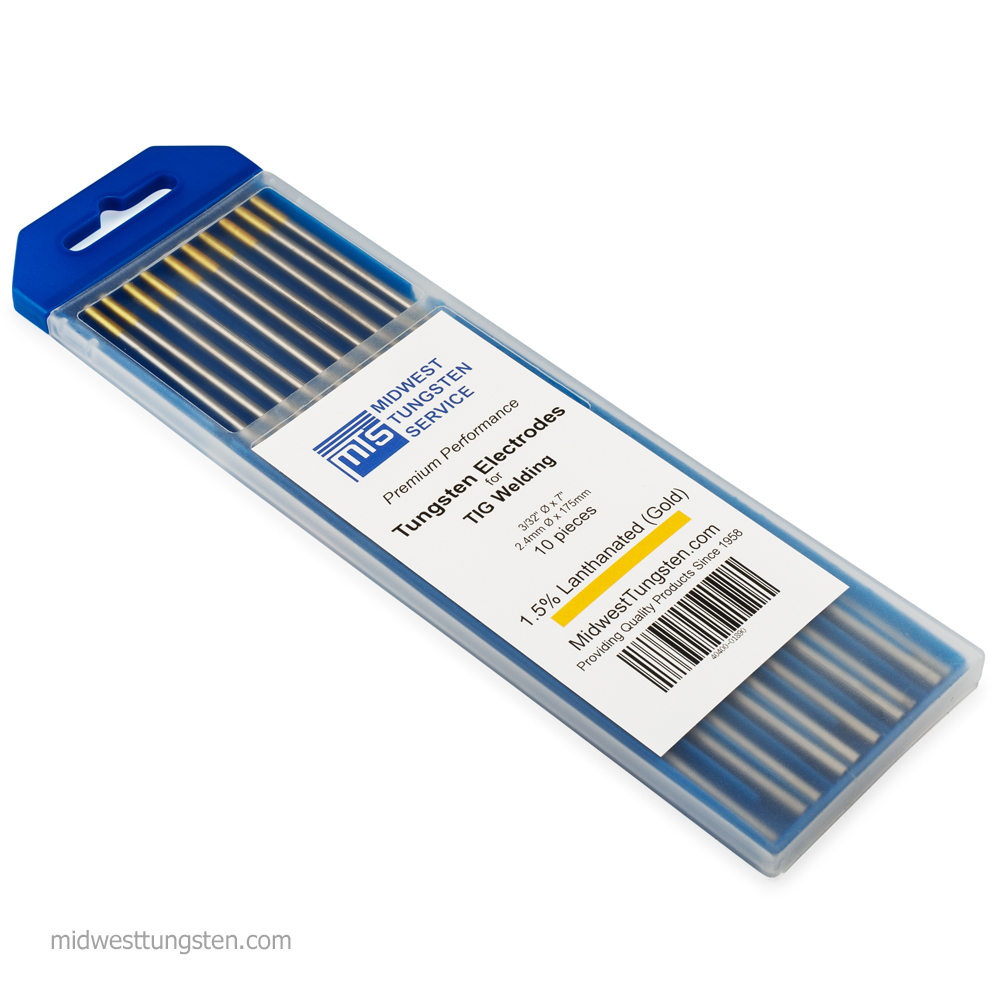 60 Packs TIG Welding Tungsten Electrodes 1.5% Lanthanated 3/32″ x 7″ Gold WL15