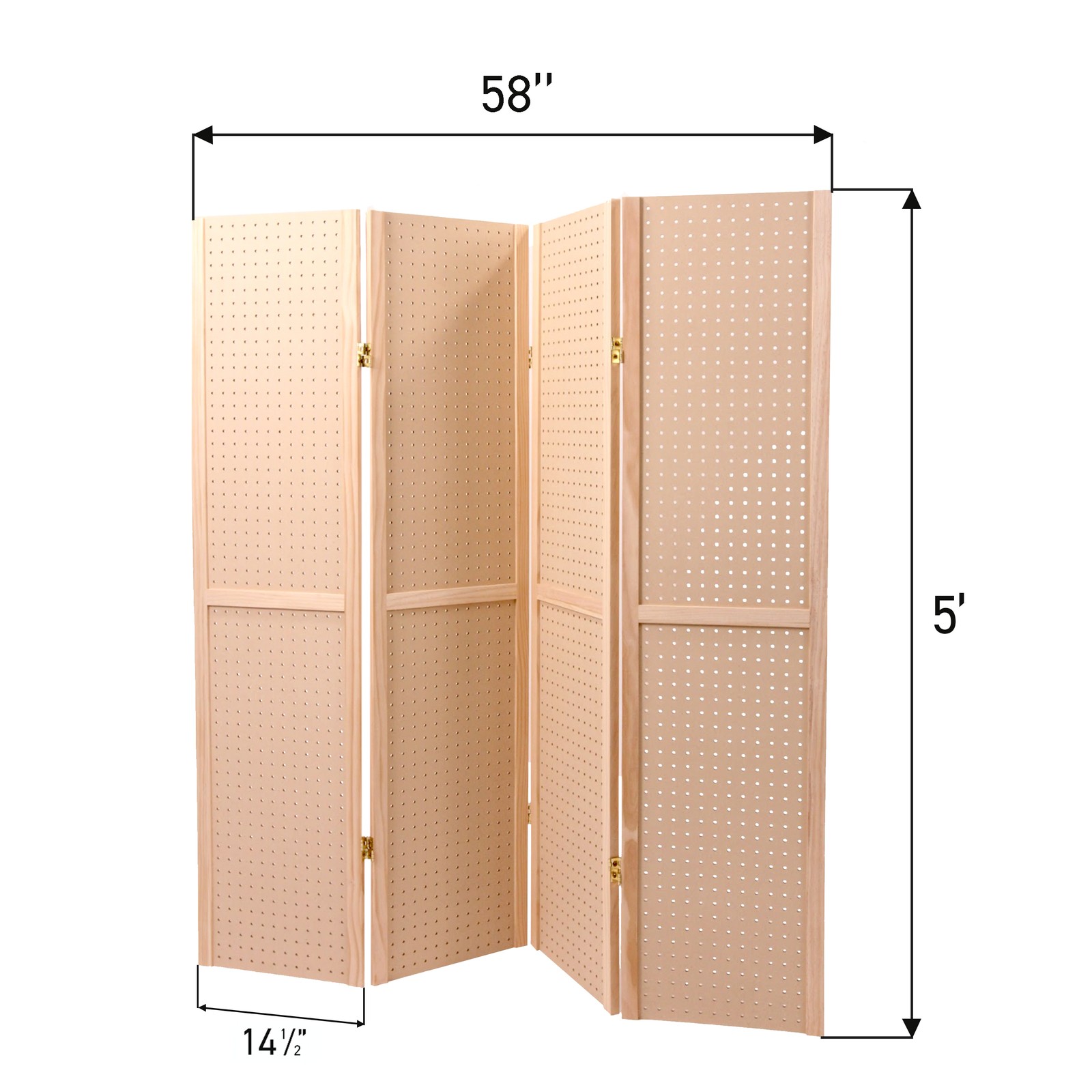 5 Foot 4-Panel Pegboard Display, Portable Craft Show Jewelry Display