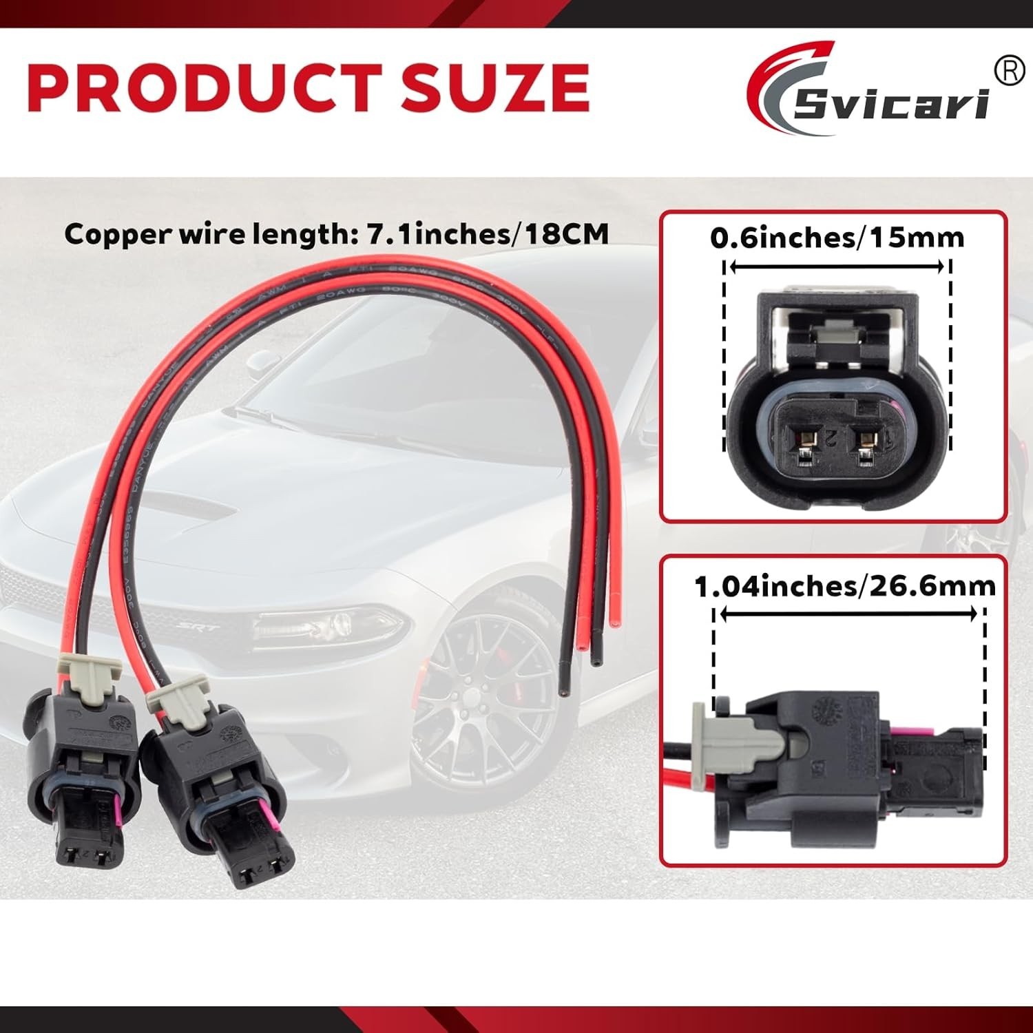 Side Marker Lights Pigtail Connector Wire Harness fit for Dodge Charger 2015-202