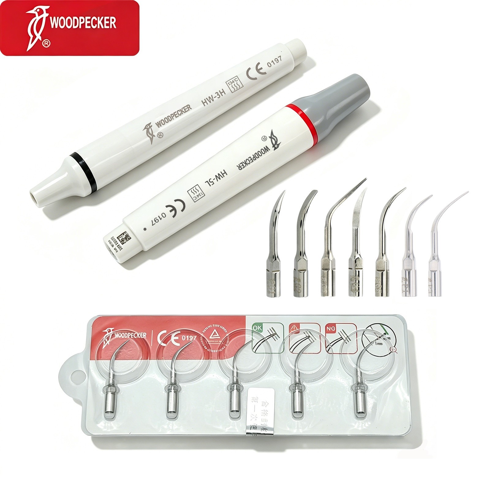 Woodpecker Ultrasonic Piezo Scaler Handpiece HW-5L LED HW-3H Tips for Clinic