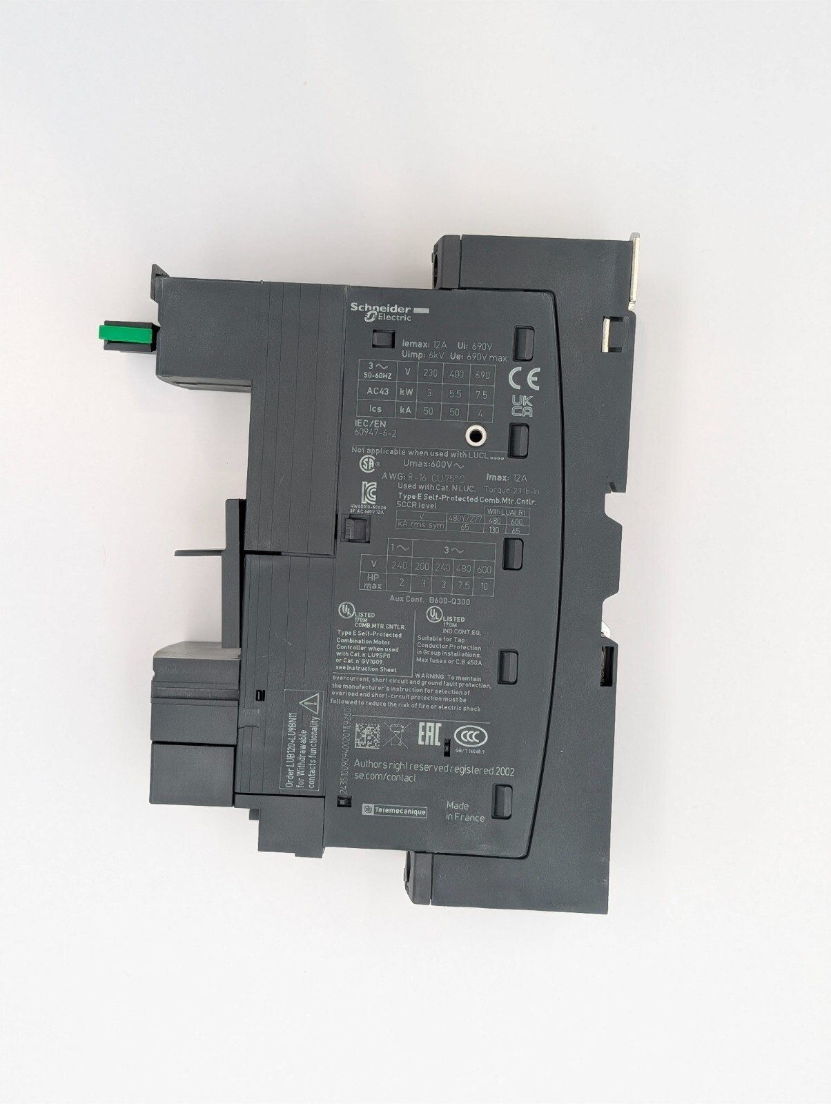 Schneider Electric LUB12 Non reversing power base TeSys Ultra 3P 1NO + 1NC 12A