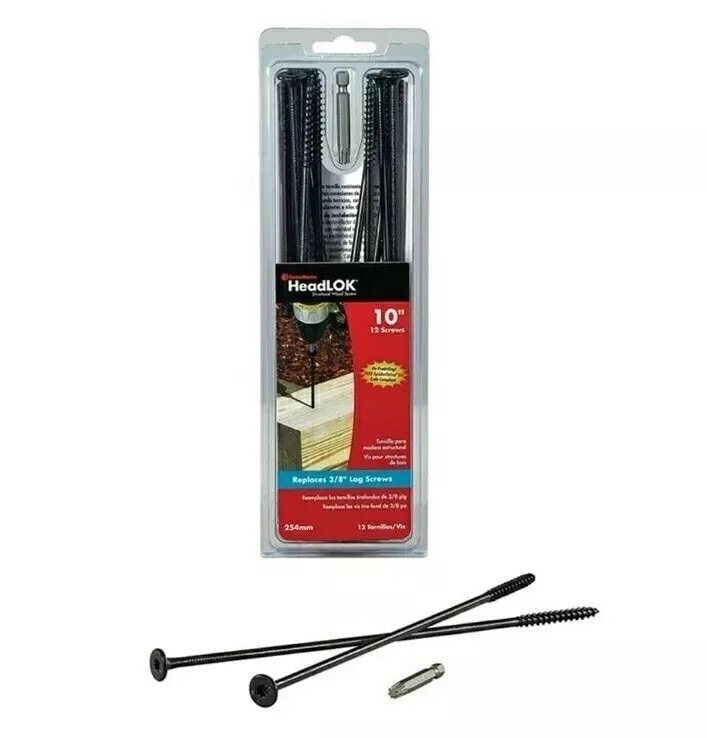 FastenMaster HeadLOK Black Steel Flat Head Wood Screws 10″ FMHLGMO10-12 (12 PK)