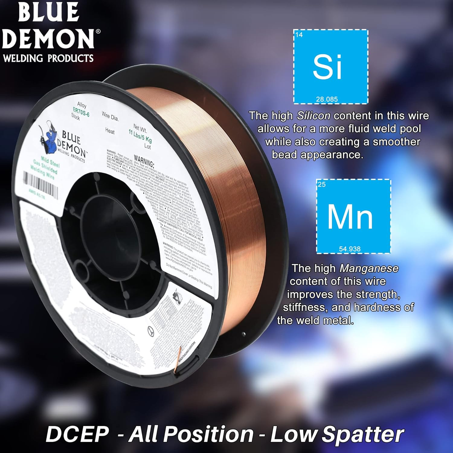Blue Demon ER70S6 X .030 X 11 LB MIG/GMAW Carbon Steel Welding Wire, All Positio
