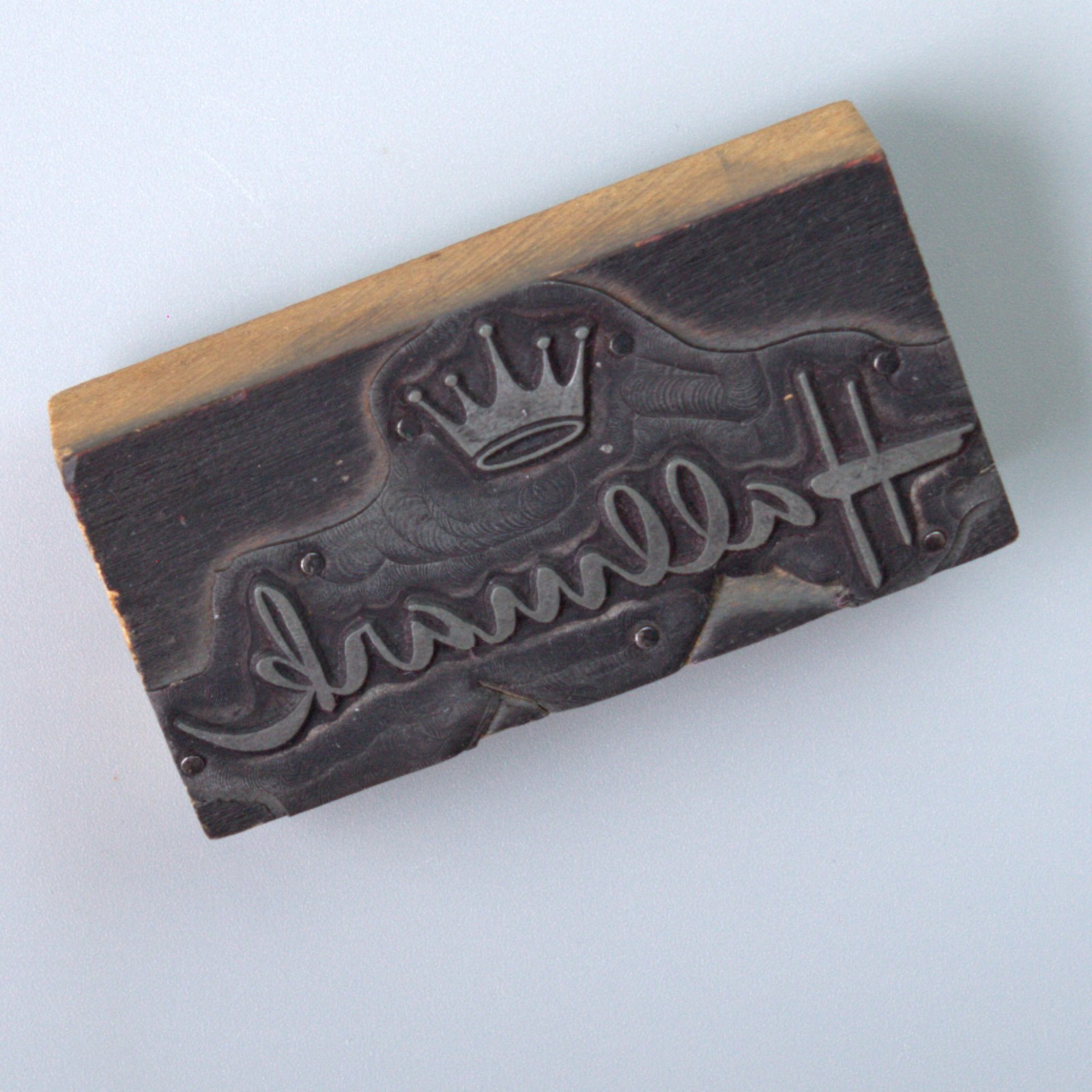 Vintage Hallmark Cards Printing Block Letterpress Logo Wood Metal Stamp MCM KC
