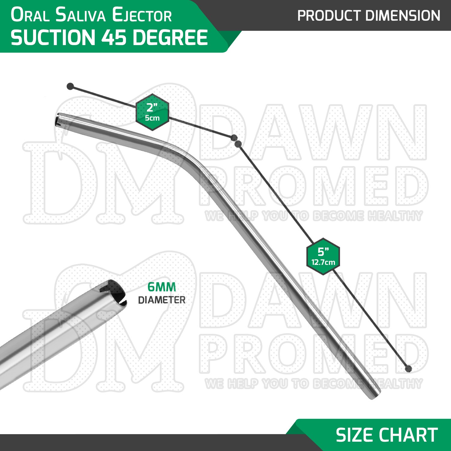 Oral Saliva Ejector Suction 45 Degree Angled 6mm Short Handpiece Dental Tube