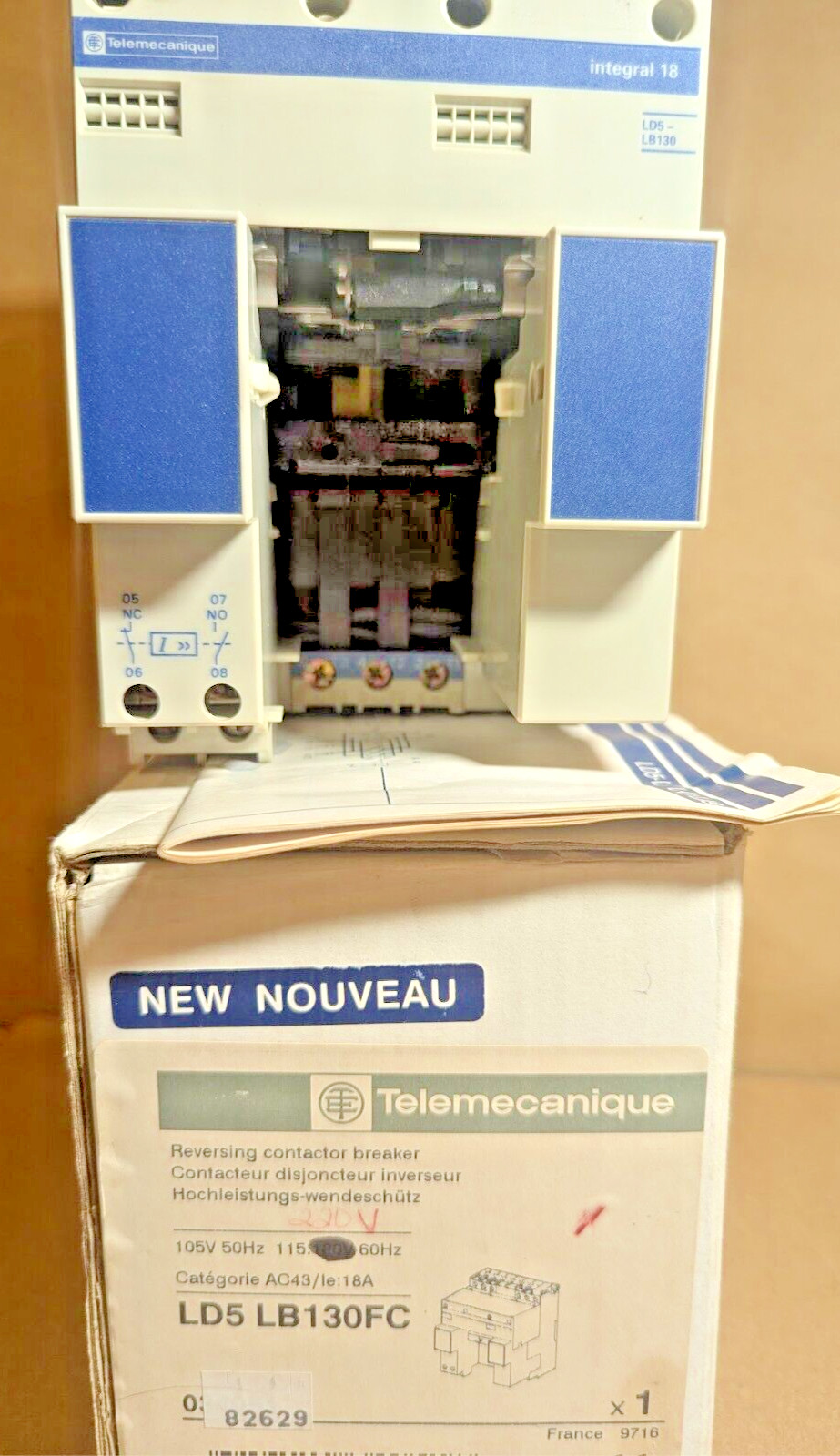 Telemecanique LD5LB130FC Integral 18 Reversing Contactor Breaker 18A, 220v (New)