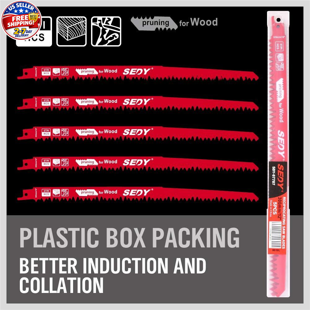 12-Inch Wood Pruning Reciprocating Saw Blades, 5TPI Saw Blades for Tree Trimming