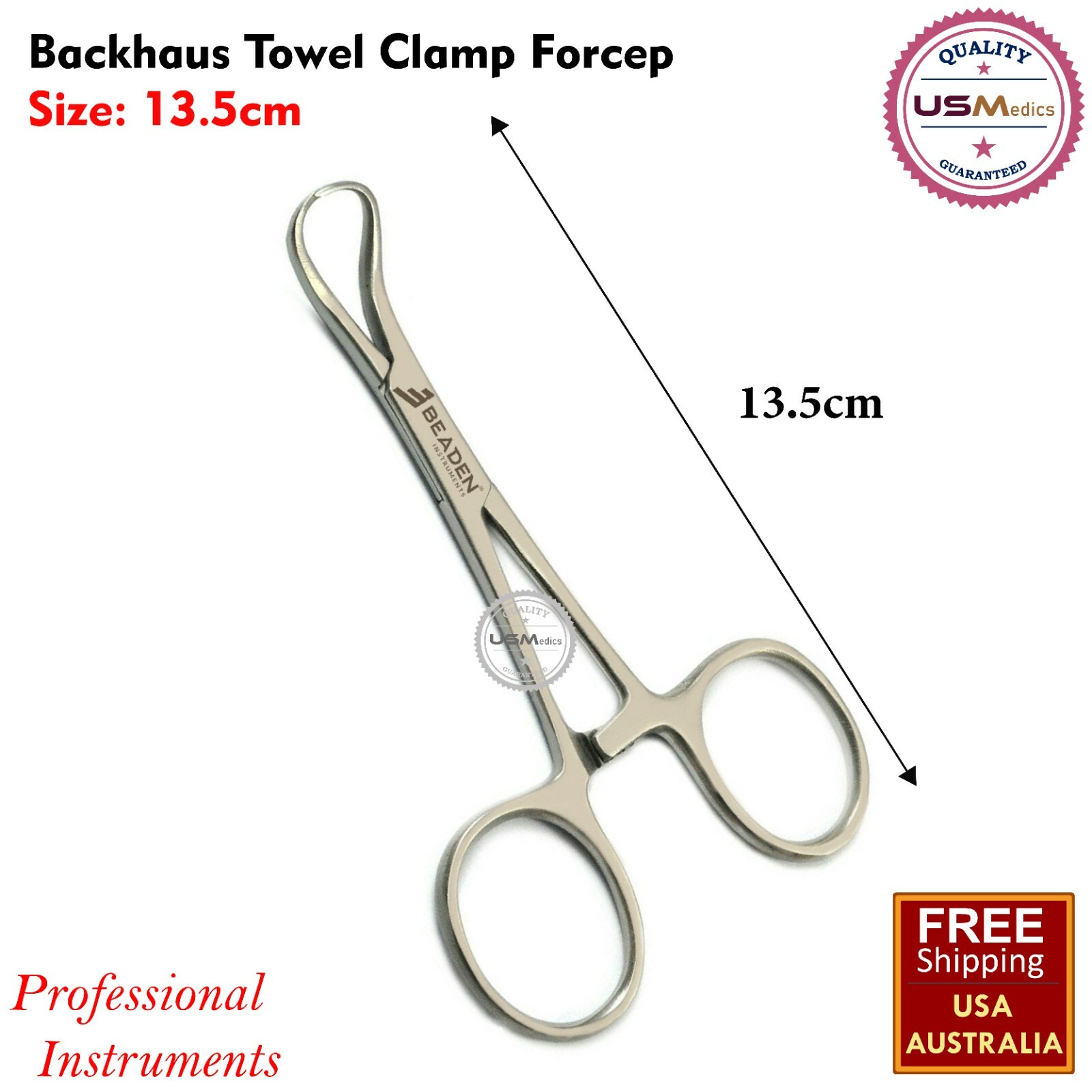 Backhaus Towel Clamp Forceps 13.5cm Tissue Forceps Surgical Veterinary BEADEN®